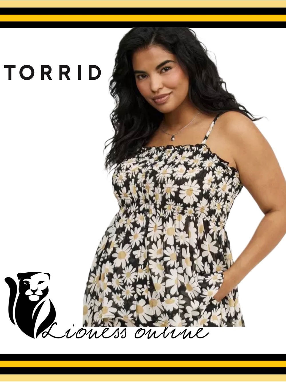 TORRID Button Front Smocked Tunic Cami - Daisy Print Sz 00
